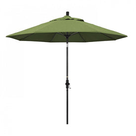 Sun Master Series 9' Patio Umbrella with Matted Black Aluminum Pole Fiberglass Ribs Collar Tilt Crank Lift and Sunbrella 1A Spectrum Cilantro Fabric