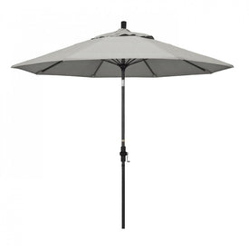 Sun Master Series 9' Patio Umbrella with Matted Black Aluminum Pole Fiberglass Ribs Collar Tilt Crank Lift and Sunbrella 1A Granite Fabric