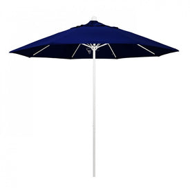 Venture Series 9' Patio Umbrella with Matted White Aluminum Pole Fiberglass Ribs Push Lift and Sunbrella 1A True Blue Fabric