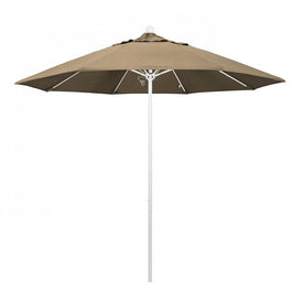 Venture Series 9' Patio Umbrella with Matted White Aluminum Pole Fiberglass Ribs Push Lift and Sunbrella 1A Heather Beige Fabric