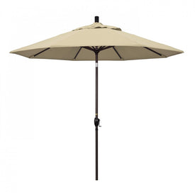 Pacific Trail Series 9' Patio Umbrella with Bronze Aluminum Pole and Ribs Push Button Tilt Crank Lift and Sunbrella 1A Beige Fabric