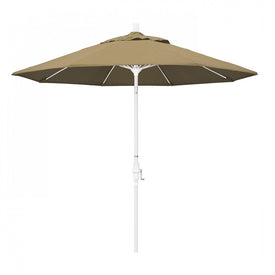 Sun Master Series 9' Patio Umbrella with Matted White Aluminum Pole Fiberglass Ribs Collar Tilt Crank Lift and Olefin Straw Fabric