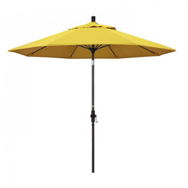 Sun Master Series 9' Patio Umbrella with Bronze Aluminum Pole Fiberglass Ribs Collar Tilt Crank Lift and Olefin Lemon Fabric