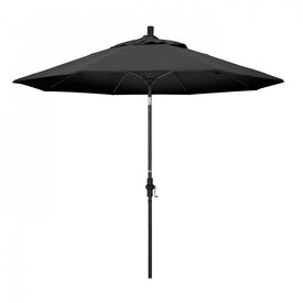 Sun Master Series 9' Patio Umbrella with Bronze Aluminum Pole Fiberglass Ribs Collar Tilt Crank Lift and Olefin Black Fabric