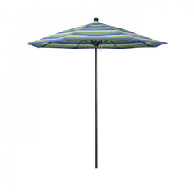 Venture Series 7.5' Patio Umbrella with Stone Black Aluminum Pole Fiberglass Ribs Push Lift and Sunbrella 1A Seville Seaside Fabric