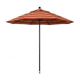 Venture Series 9' Patio Umbrella with Stone Black Aluminum Pole Fiberglass Ribs Push Lift and Sunbrella 2A Astoria Sunset Fabric