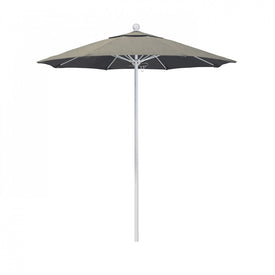 Venture Series 7.5' Patio Umbrella with Matted White Aluminum Pole Fiberglass Ribs Push Lift and Sunbrella 1A Spectrum Dove Fabric