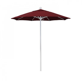 Venture Series 7.5' Patio Umbrella with Matted White Aluminum Pole Fiberglass Ribs Push Lift and Sunbrella 1A Spectrum Ruby Fabric