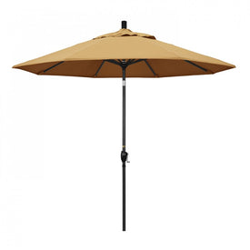 Pacific Trail Series 9' Patio Umbrella with Stone Black Aluminum Pole and Ribs Push Button Tilt Crank Lift and Sunbrella 1A Wheat Fabric