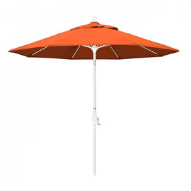 Sun Master Series 9' Patio Umbrella with Matted White Aluminum Pole Fiberglass Ribs Collar Tilt Crank Lift and Sunbrella 1A Melon Fabric