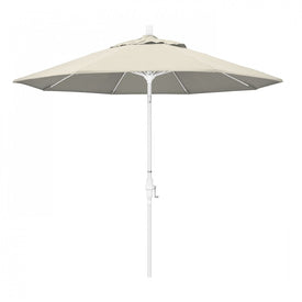 Sun Master Series 9' Patio Umbrella with Matted White Aluminum Pole Fiberglass Ribs Collar Tilt Crank Lift and Olefin Beige Fabric