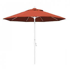 Sun Master Series 9' Patio Umbrella with Matted White Aluminum Pole Fiberglass Ribs Collar Tilt Crank Lift and Olefin Sunset Fabric