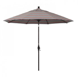 Sun Master Series 9' Patio Umbrella with Bronze Aluminum Pole Fiberglass Ribs Collar Tilt Crank Lift and Sunbrella 1A Gateway Blush Fabric