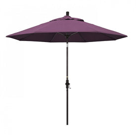 Sun Master Series 9' Patio Umbrella with Bronze Aluminum Pole Fiberglass Ribs Collar Tilt Crank Lift and Sunbrella 2A Iris Fabric