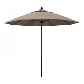 Venture Series 9' Patio Umbrella with Stone Black Aluminum Pole Fiberglass Ribs Push Lift and Sunbrella 1A Taupe Fabric