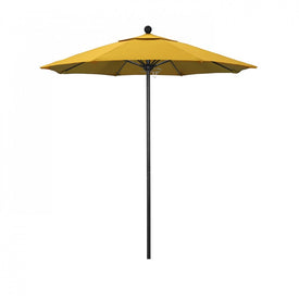 Venture Series 7.5' Patio Umbrella with Stone Black Aluminum Pole Fiberglass Ribs Push Lift and Sunbrella 1A Sunflower Yellow Fabric