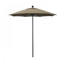 Venture Series 7.5' Patio Umbrella with Stone Black Aluminum Pole Fiberglass Ribs Push Lift and Sunbrella 1A Heather Beige Fabric