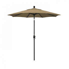 Pacific Trail Series 7.5' Patio Umbrella with Stone Black Aluminum Pole and Ribs Push Button Tilt Crank Lift and Olefin Straw Fabric