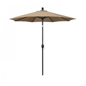 Pacific Trail Series 7.5' Patio Umbrella with Stone Black Aluminum Pole and Ribs Push Button Tilt Crank Lift and Olefin Terrace Sequoia Fabric