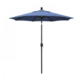 Pacific Trail Series 7.5' Patio Umbrella with Bronze Aluminum Pole and Ribs Push Button Tilt Crank Lift and Olefin Frost Blue Fabric