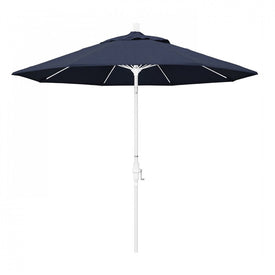 Sun Master Series 9' Patio Umbrella with Matted White Aluminum Pole Fiberglass Ribs Collar Tilt Crank Lift and Sunbrella 1A Spectrum Indigo Fabric