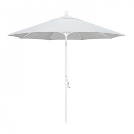 Sun Master Series 9' Patio Umbrella with Matted White Aluminum Pole Fiberglass Ribs Collar Tilt Crank Lift and Sunbrella 1A Natural Fabric