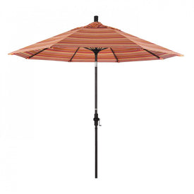Sun Master Series 9' Patio Umbrella with Bronze Aluminum Pole Fiberglass Ribs Collar Tilt Crank Lift and Sunbrella 1A Dolce Mango Fabric