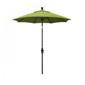 Sun Master Series 7.5' Patio Umbrella with Bronze Aluminum Pole Fiberglass Ribs Collar Tilt Crank Lift and Sunbrella 2A Macaw Fabric