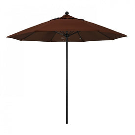 Venture Series 9' Patio Umbrella with Stone Black Aluminum Pole Fiberglass Ribs Push Lift and Sunbrella 2A Bay Brown Fabric