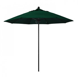 Venture Series 9' Patio Umbrella with Stone Black Aluminum Pole Fiberglass Ribs Push Lift and Sunbrella 1A Forest Green Fabric