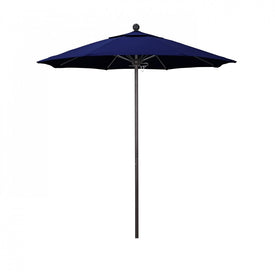 Venture Series 7.5' Patio Umbrella with Bronze Aluminum Pole Fiberglass Ribs Push Lift and Sunbrella 1A True Blue Fabric