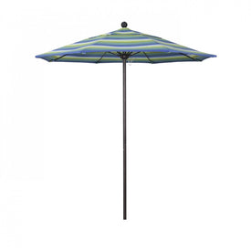 Venture Series 7.5' Patio Umbrella with Bronze Aluminum Pole Fiberglass Ribs Push Lift and Sunbrella 1A Seville Seaside Fabric