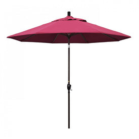 Pacific Trail Series 9' Patio Umbrella with Bronze Aluminum Pole and Ribs Push Button Tilt Crank Lift and Sunbrella 2A Hot Pink Fabric
