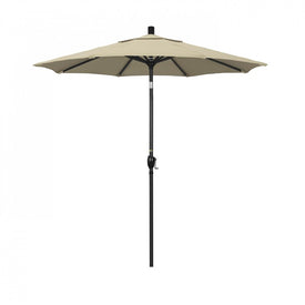 Pacific Trail Series 7.5' Patio Umbrella with Stone Black Aluminum Pole and Ribs Push Button Tilt Crank Lift and Sunbrella 1A Antique Beige Fabric