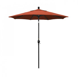 Pacific Trail Series 7.5' Patio Umbrella with Stone Black Aluminum Pole and Ribs Push Button Tilt Crank Lift and Olefin Sunset Fabric