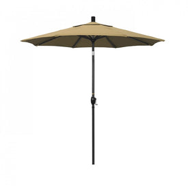 Pacific Trail Series 7.5' Patio Umbrella with Stone Black Aluminum Pole and Ribs Push Button Tilt Crank Lift and Olefin Champagne Fabric