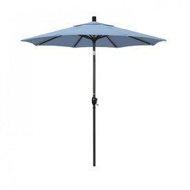 Pacific Trail Series 7.5' Patio Umbrella with Stone Black Aluminum Pole and Ribs Push Button Tilt Crank Lift and Sunbrella 1A Air Blue Fabric