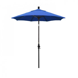 Sun Master Series 7.5' Patio Umbrella with Bronze Aluminum Pole Fiberglass Ribs Collar Tilt Crank Lift and Olefin Royal Blue Fabric