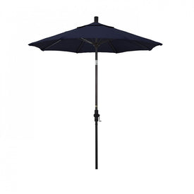 Sun Master Series 7.5' Patio Umbrella with Bronze Aluminum Pole Fiberglass Ribs Collar Tilt Crank Lift and Olefin Navy Fabric