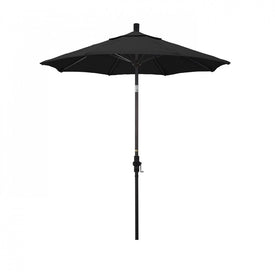 Sun Master Series 7.5' Patio Umbrella with Bronze Aluminum Pole Fiberglass Ribs Collar Tilt Crank Lift and Olefin Black Fabric