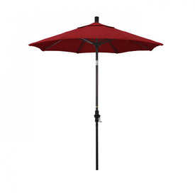 Sun Master Series 7.5' Patio Umbrella with Bronze Aluminum Pole Fiberglass Ribs Collar Tilt Crank Lift and Sunbrella 2A Jockey Red Fabric