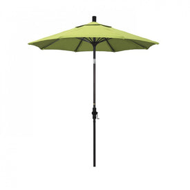 Sun Master Series 7.5' Patio Umbrella with Bronze Aluminum Pole Fiberglass Ribs Collar Tilt Crank Lift and Sunbrella 2A Parrot Fabric