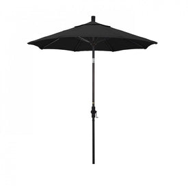 Sun Master Series 7.5' Patio Umbrella with Bronze Aluminum Pole Fiberglass Ribs Collar Tilt Crank Lift and Sunbrella 1A Black Fabric