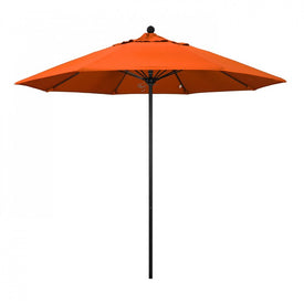 Venture Series 9' Patio Umbrella with Stone Black Aluminum Pole Fiberglass Ribs Push Lift and Sunbrella 1A Melon Fabric