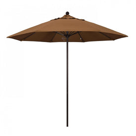 Venture Series 9' Patio Umbrella with Bronze Aluminum Pole Fiberglass Ribs Push Lift and Sunbrella 1A Teak Fabric