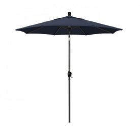 Pacific Trail Series 7.5' Patio Umbrella with Stone Black Aluminum Pole and Ribs Push Button Tilt Crank Lift and Sunbrella 1A Spectrum Indigo Fabric