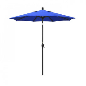 Pacific Trail Series 7.5' Patio Umbrella with Stone Black Aluminum Pole and Ribs Push Button Tilt Crank Lift and Sunbrella 1A Pacific Blue Fabric