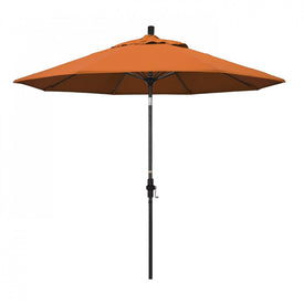 Sun Master Series 9' Patio Umbrella with Matted Black Aluminum Pole Fiberglass Ribs Collar Tilt Crank Lift and Sunbrella 2A Tuscan Fabric