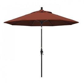 Sun Master Series 9' Patio Umbrella with Matted Black Aluminum Pole Fiberglass Ribs Collar Tilt Crank Lift and Sunbrella 2A Terracotta Fabric