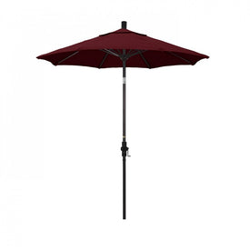 Sun Master Series 7.5' Patio Umbrella with Bronze Aluminum Pole Fiberglass Ribs Collar Tilt Crank Lift and Sunbrella 1A Spectrum Ruby Fabric